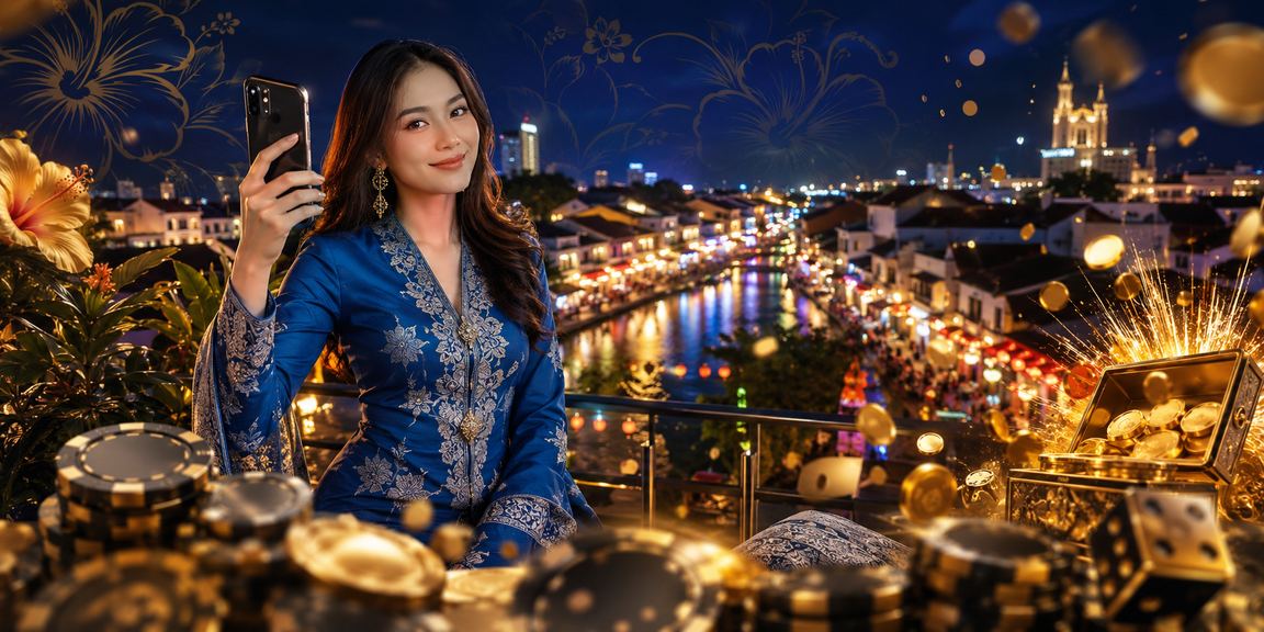 Pengguna aplikasi kasino mudah alih acv30 di Melaka memakai baju tradisional
