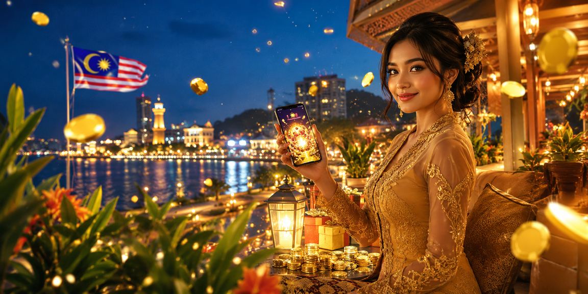 Pengguna Malaysia dalam pakaian kebaya mengakses platform kasino mudah alih acv30 dengan mudah